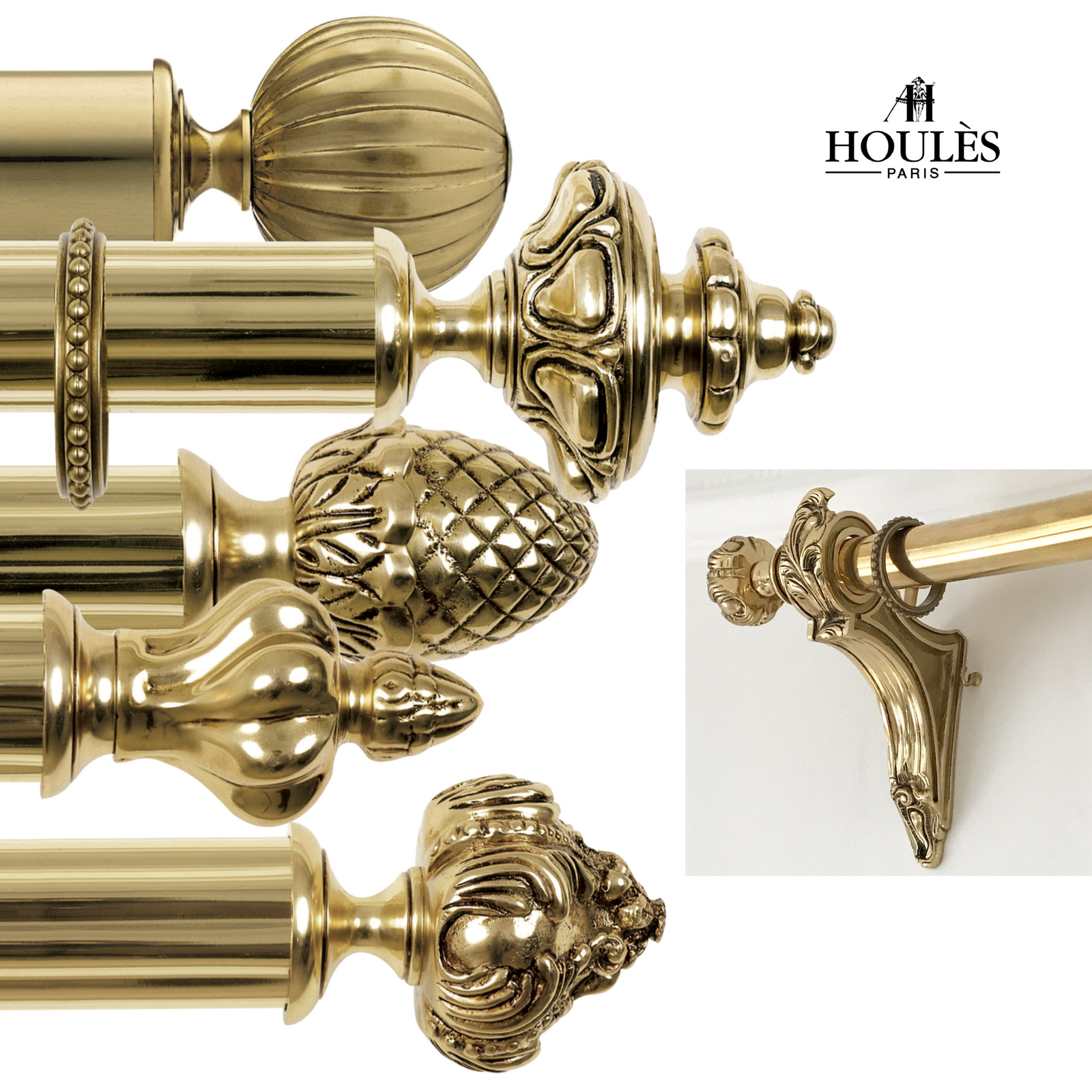 Måttbeställ gardinstänger i mässing - by Houlès Paris - Kollektion Palace 40mm 